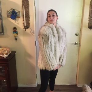 White fur coat size large